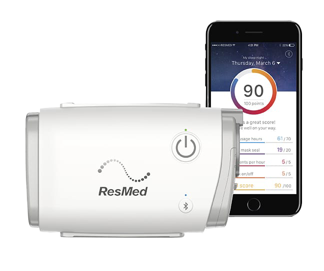 ResMed Air Mini portable CPAP machine with phone application